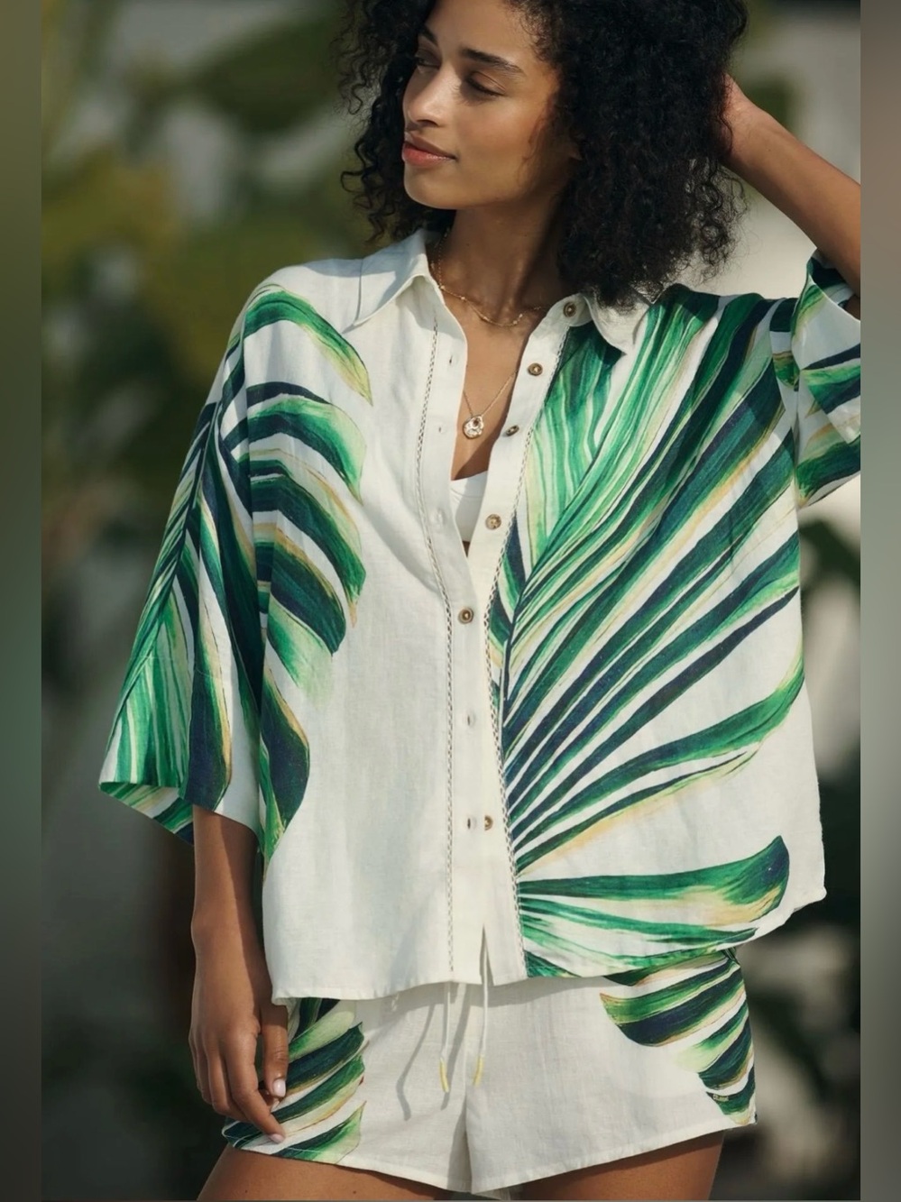 Anthropologie Celandine Linen Blend Buttondown Shirt